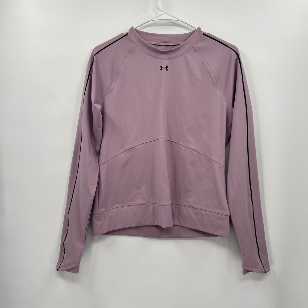 Under Armour M ColdGear Rush Top Womens Purple Mock Neck Long Sleeve Piping